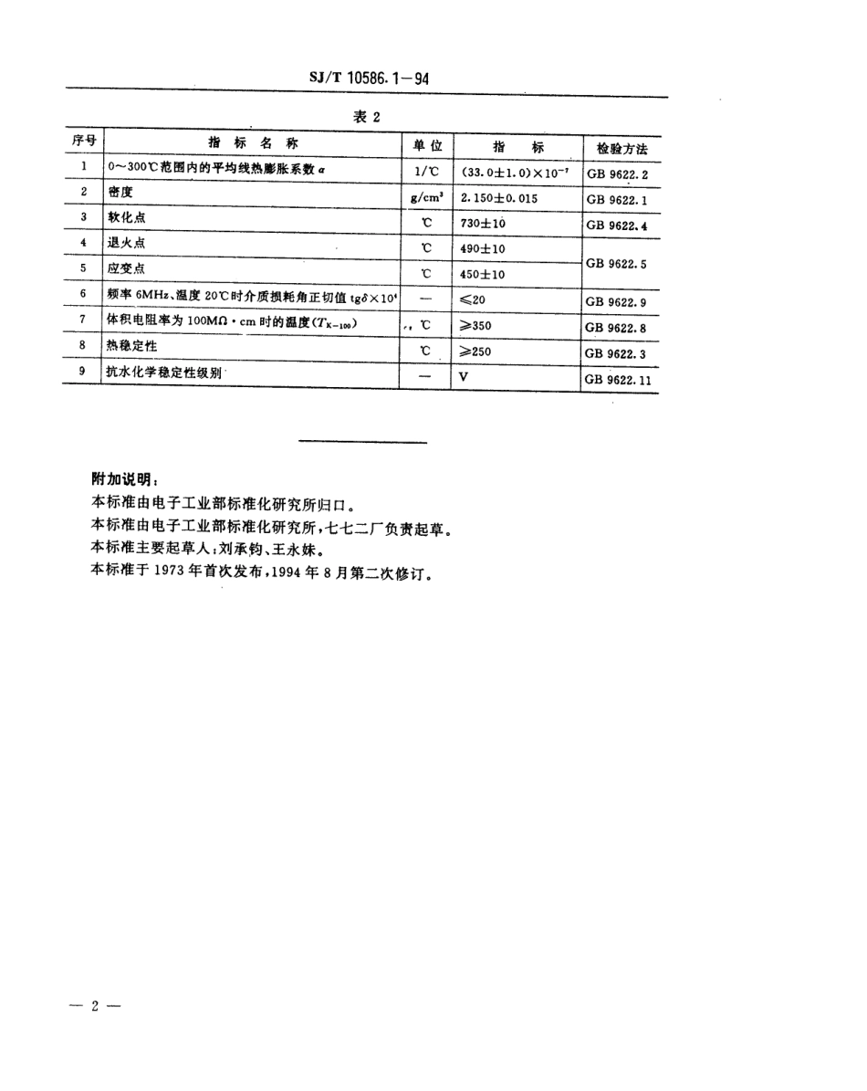 【电子行业军用标准】SJT 10586.1-1994 DW-203型电子玻璃技术数据.pdf_第3页