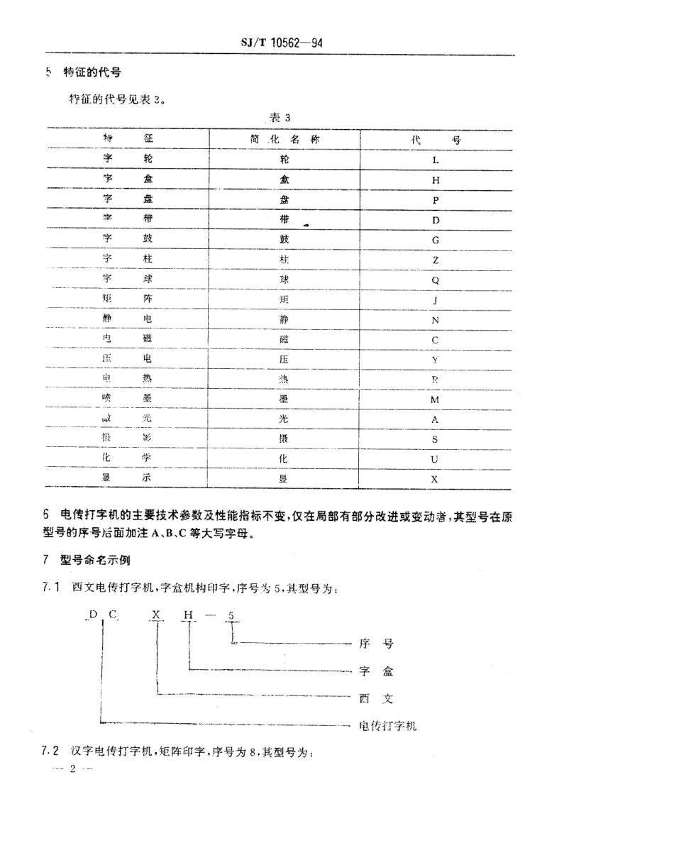 【电子行业军用标准】SJT 10562-1994 电传打字机型号命名方法.pdf_第3页