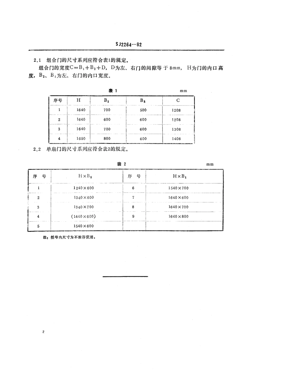 SJ 2264-1982 电子设备车辆门的型式与尺寸系列.pdf_第2页