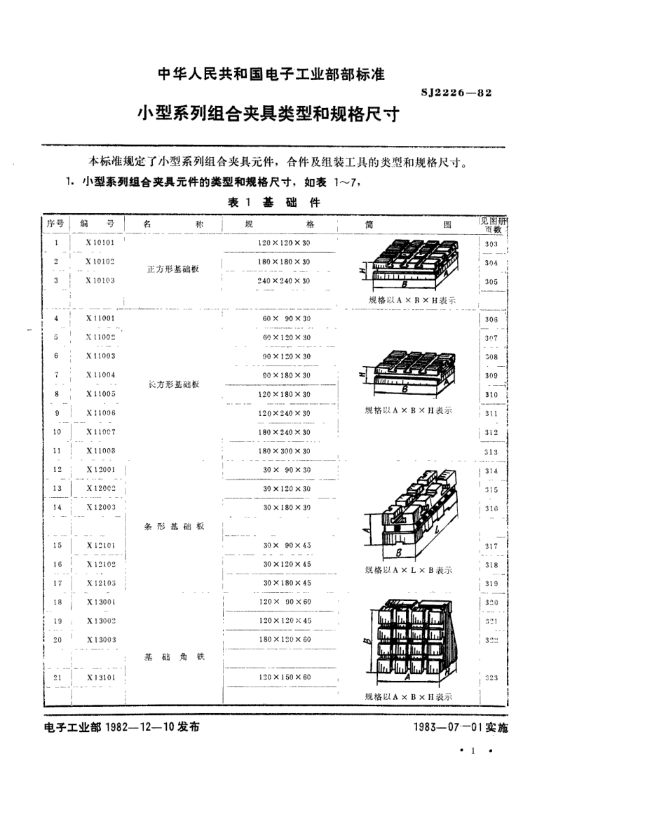 【电子行业军用标准】SJ 2226-1982 小型系列组合夹具类型和规格尺寸.pdf.pdf_第2页
