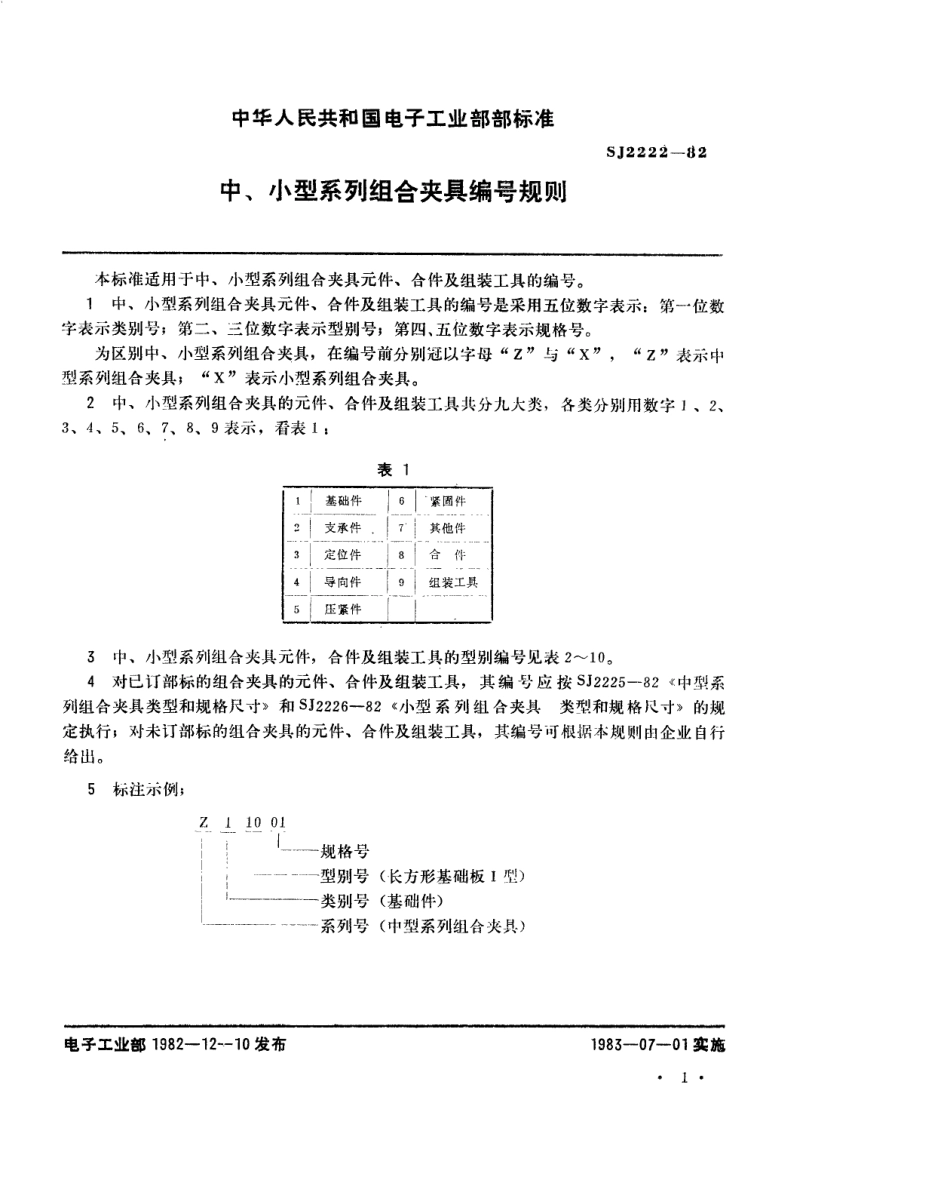 【电子行业军用标准】SJ 2222-1982 中、小型系列组合夹具编号规则.pdf.pdf_第2页