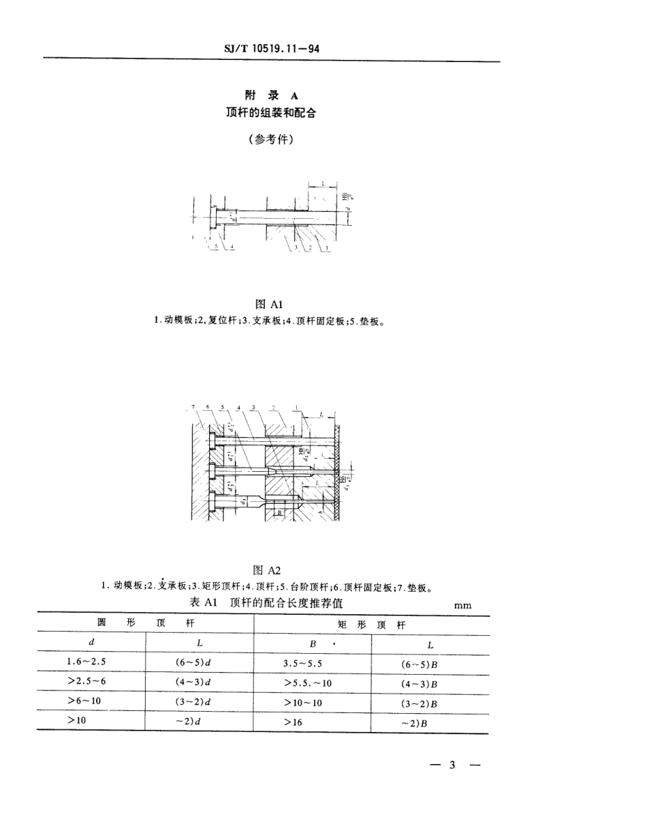 【电子行业军用标准】SJT 10519.11-1994 塑料注射模零件 顶杆.pdf_第3页