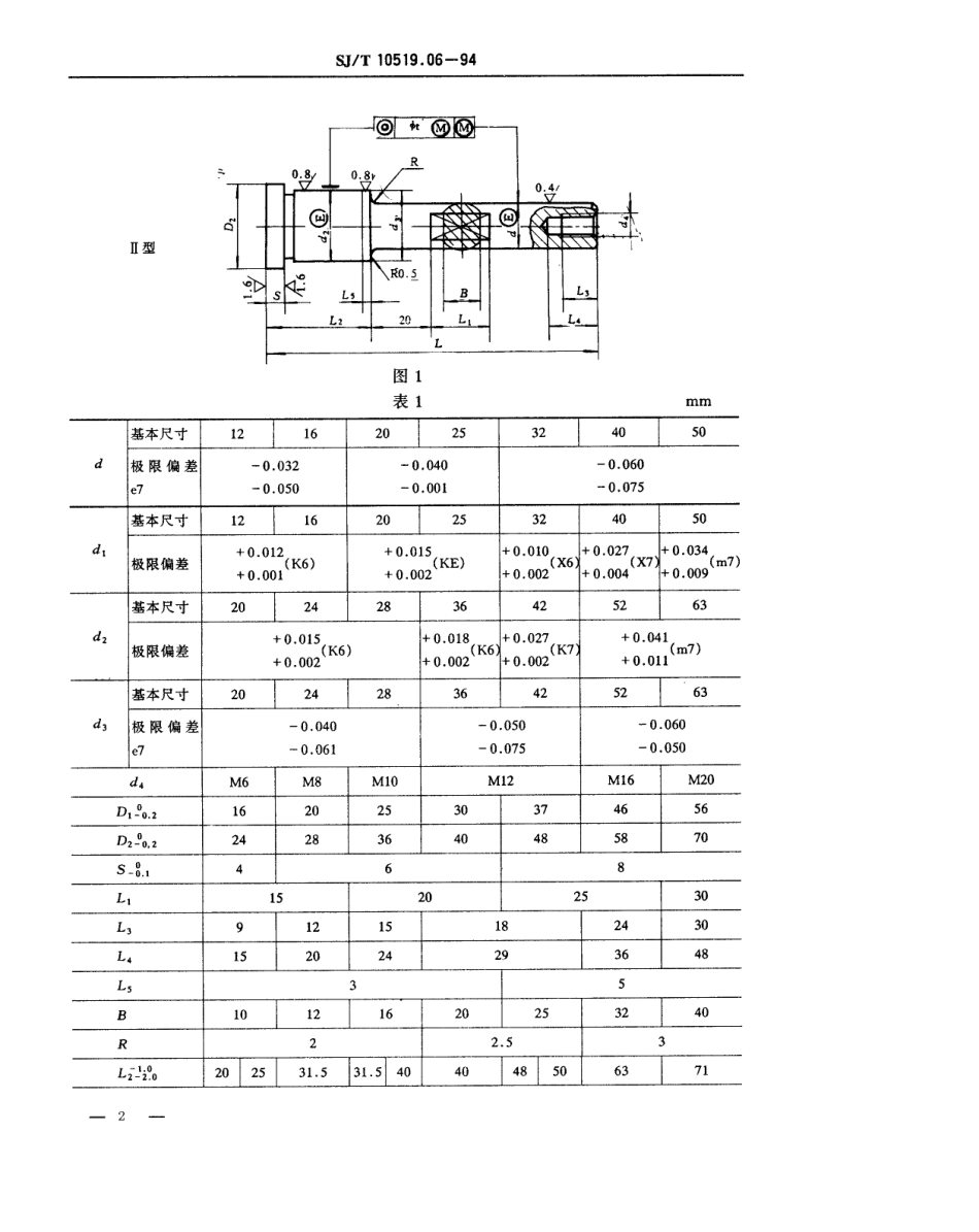 【电子行业军用标准】SJT 10519.6-1994 塑料注射模零件 限位导柱.pdf_第2页
