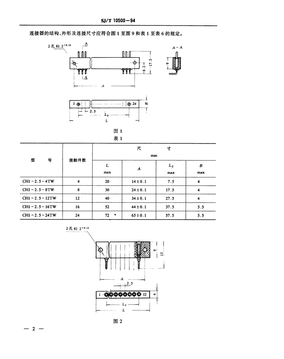 【电子行业军用标准】SJT 10500-1994 CH1型印制电路连接器.pdf_第3页