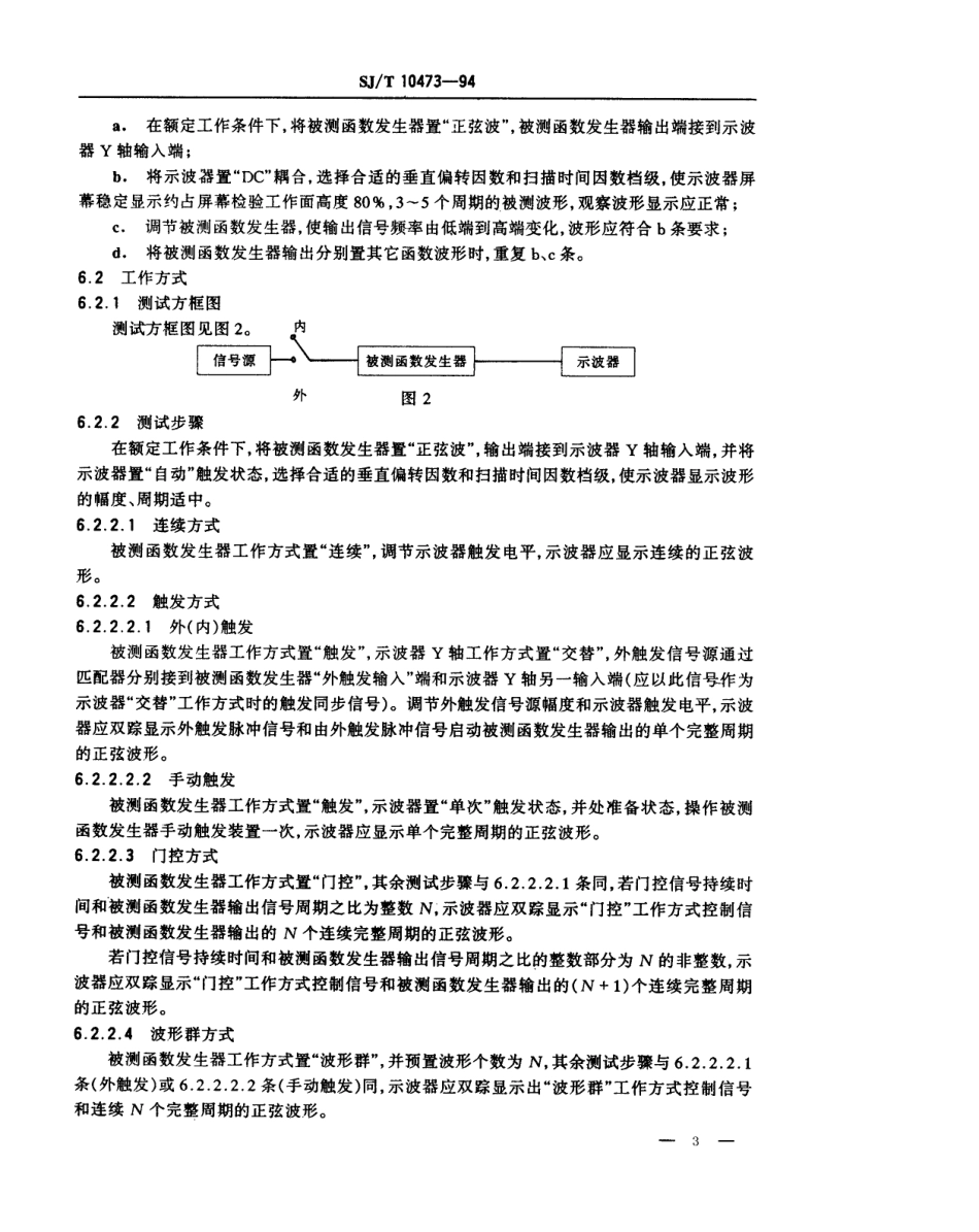 【电子行业军用标准】SJT 10473-1994 函数信号发生器测试方法.pdf_第3页