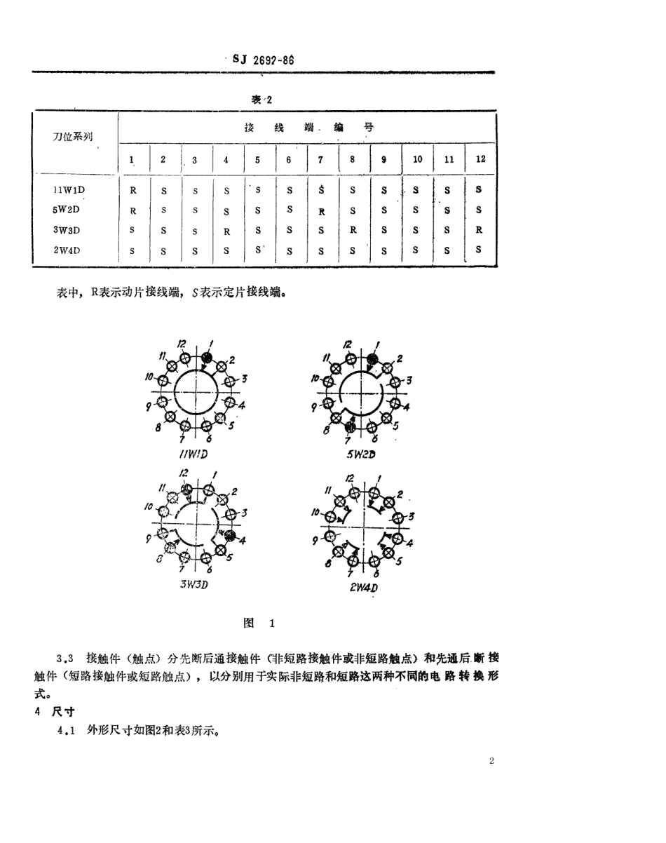 SJ 2692-1986 中心安装的KX14型旋转片式开关(低电负荷) 最多12位、最大直径30毫米.pdf_第2页