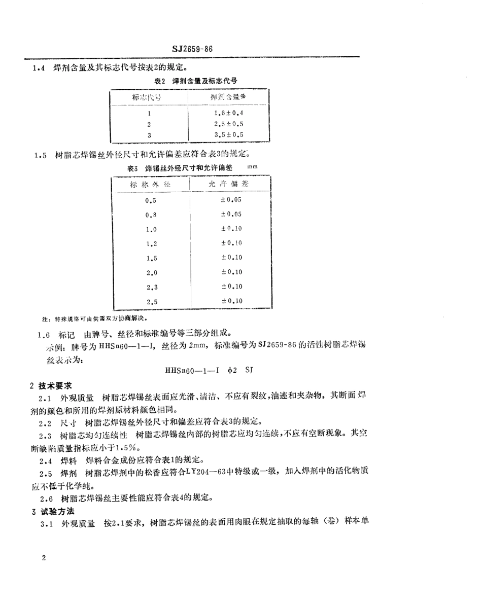 SJ 2659-1986 电子工业用树脂芯焊锡丝.pdf_第2页