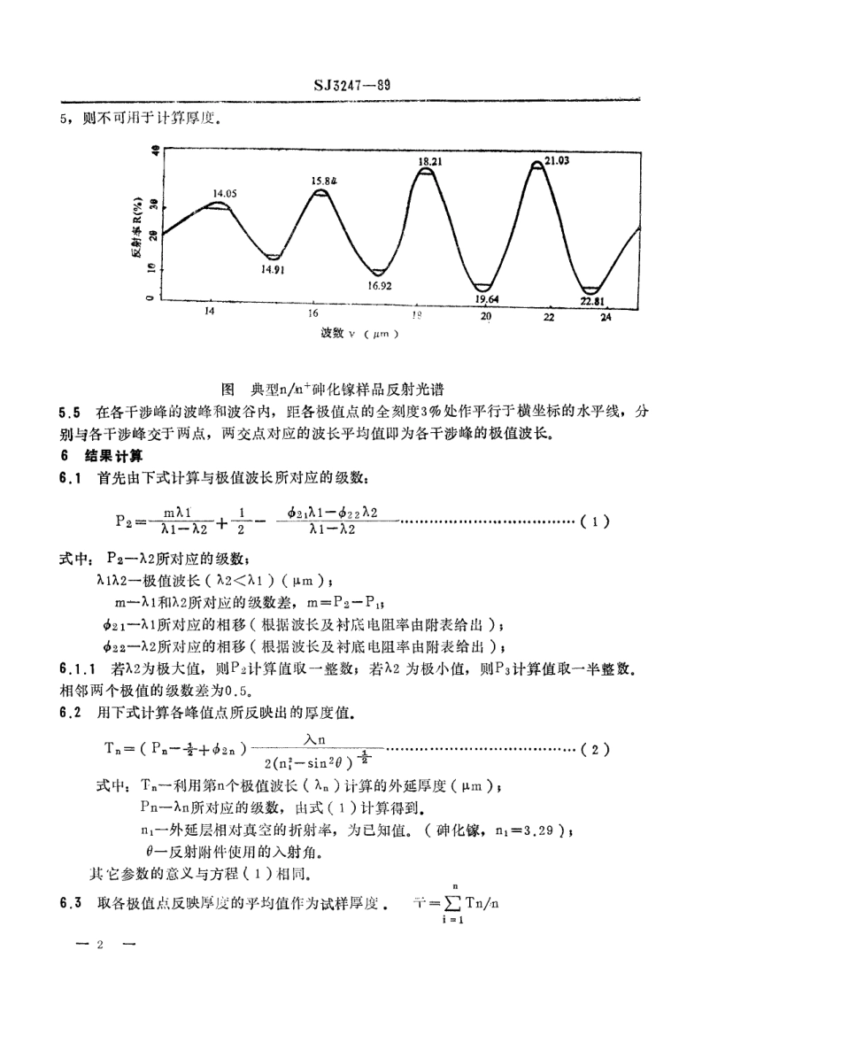 【电子行业军用标准】SJ 3247-1989 同型砷化镓外延层厚度的红外干涉测试方法.pdf_第2页