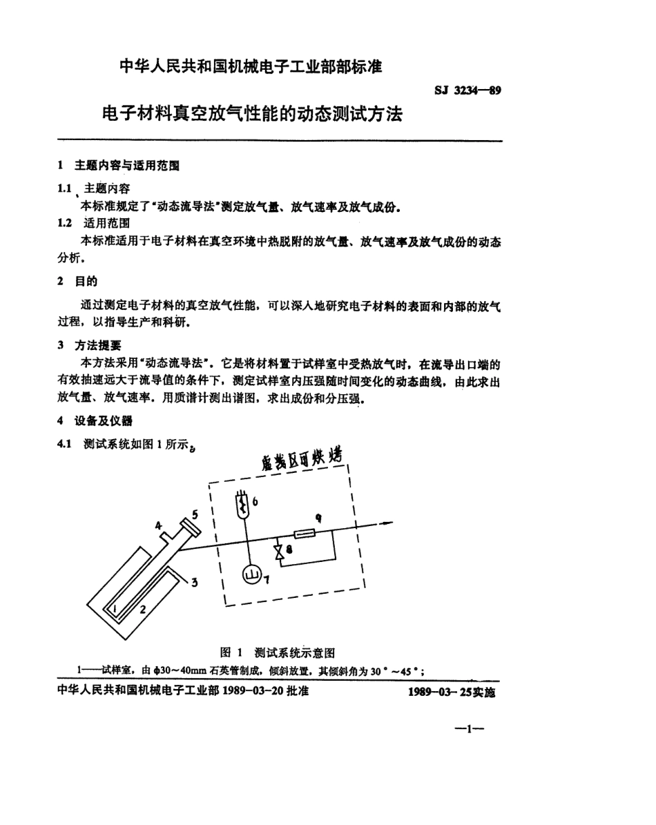 【电子行业军用标准】SJ 3234-1989 电子材料真空放气性能的动态测试方法.pdf_第2页