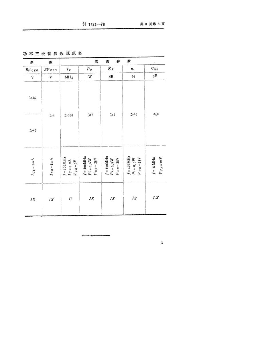 【电子行业军用标准】SJ 1423-1978 3DA32型NPN硅高频大功率三极管.pdf.pdf_第3页