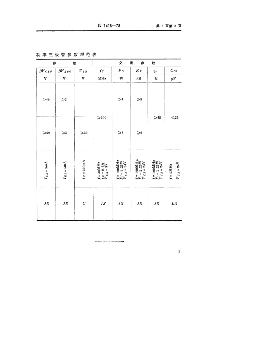 【电子行业军用标准】SJ 1418-1978 3DA10型NPN硅高频大功率三极管.pdf.pdf_第3页