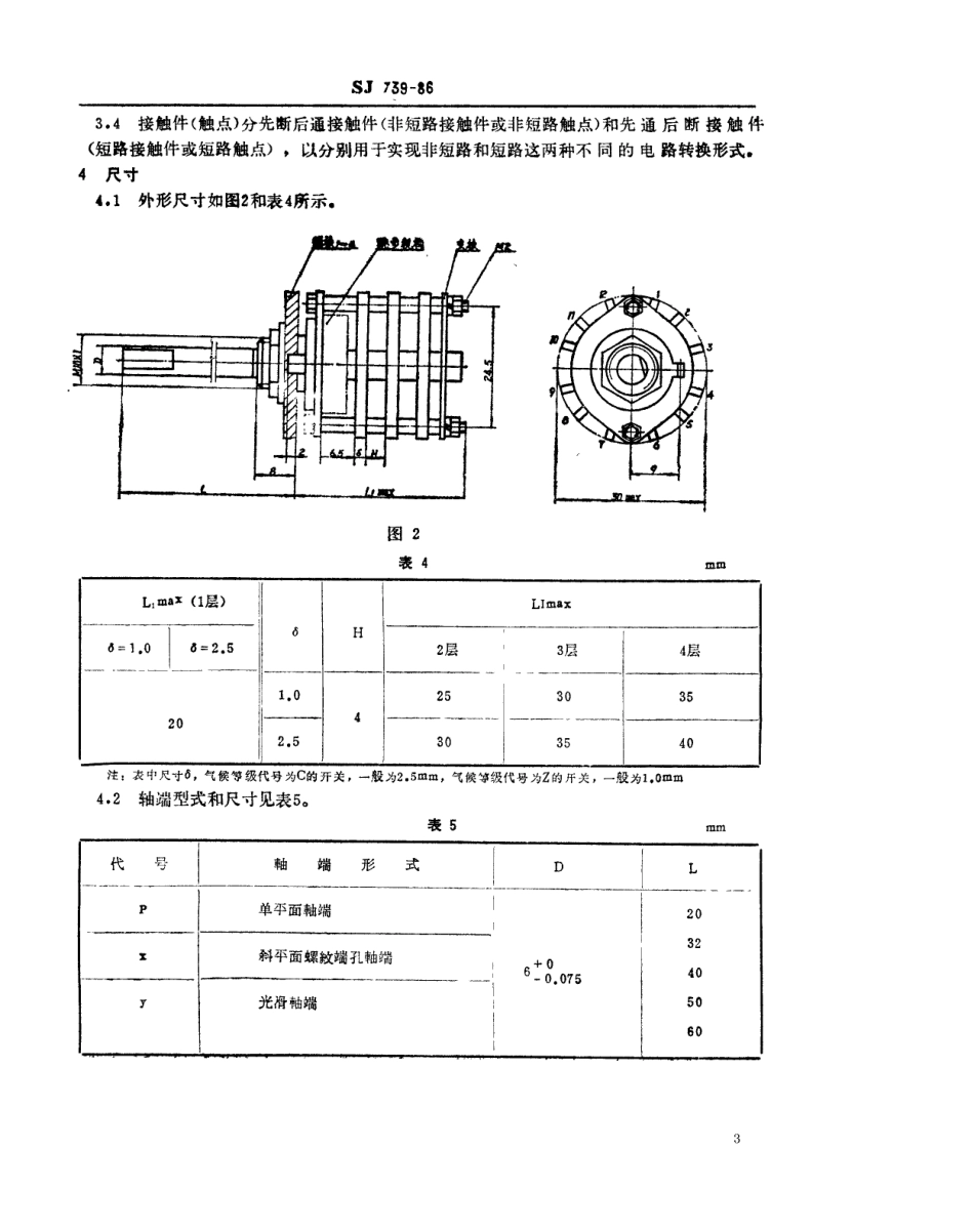 【电子行业军用标准】SJ 739-1986 中心安装的KX04形旋转片式开关(低电负荷) 最多12位、最大直径30毫米.pdf_第3页
