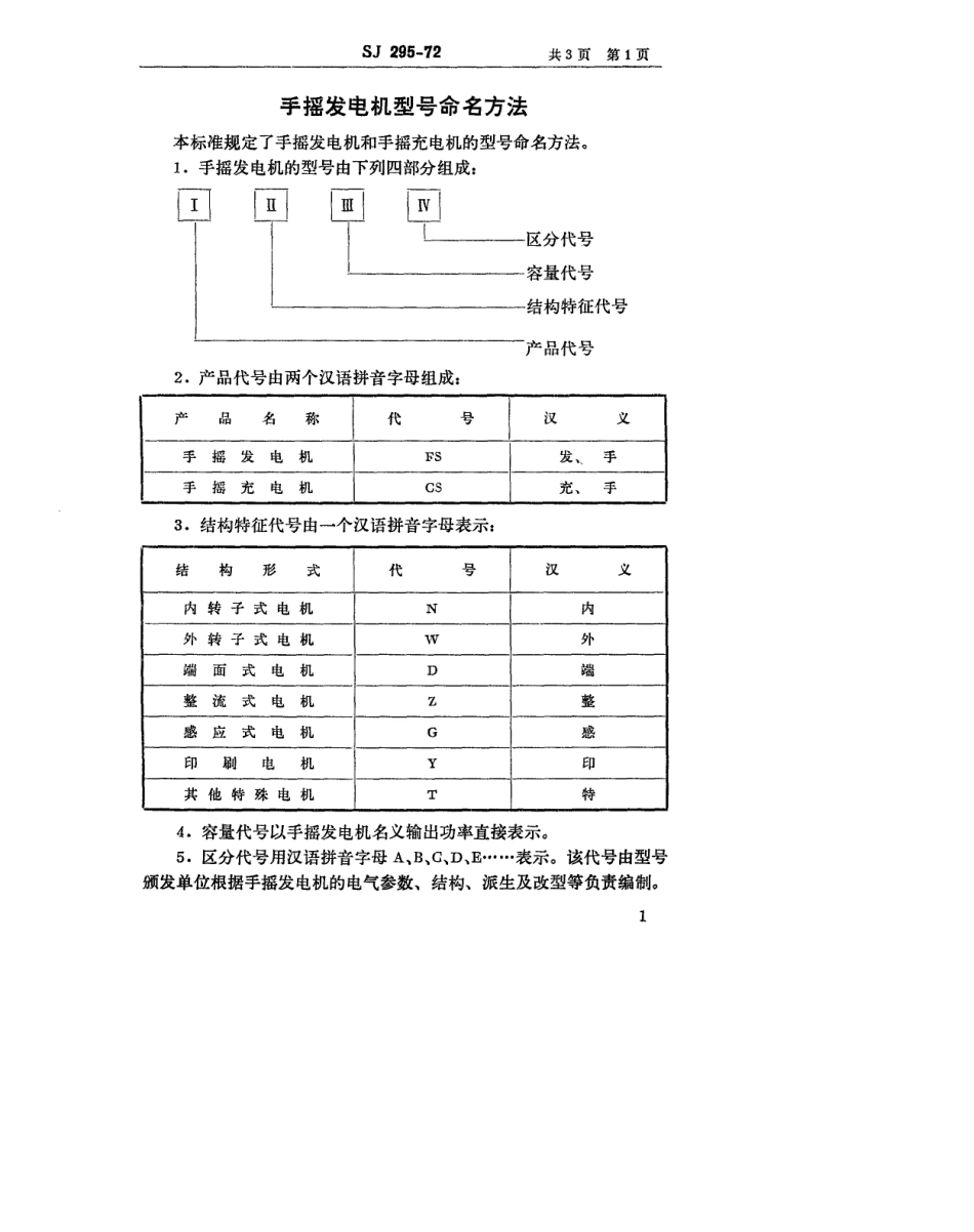 【电子行业军用标准】SJ 295-1972 手摇发电机型号命名方法.pdf_第2页