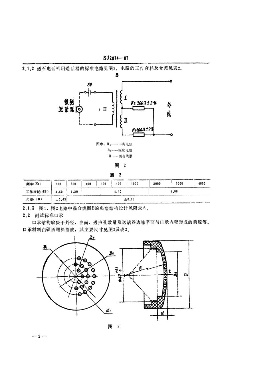 SJ 2814-1987 炭粒式送话器测试标准装置技术要求.pdf_第2页