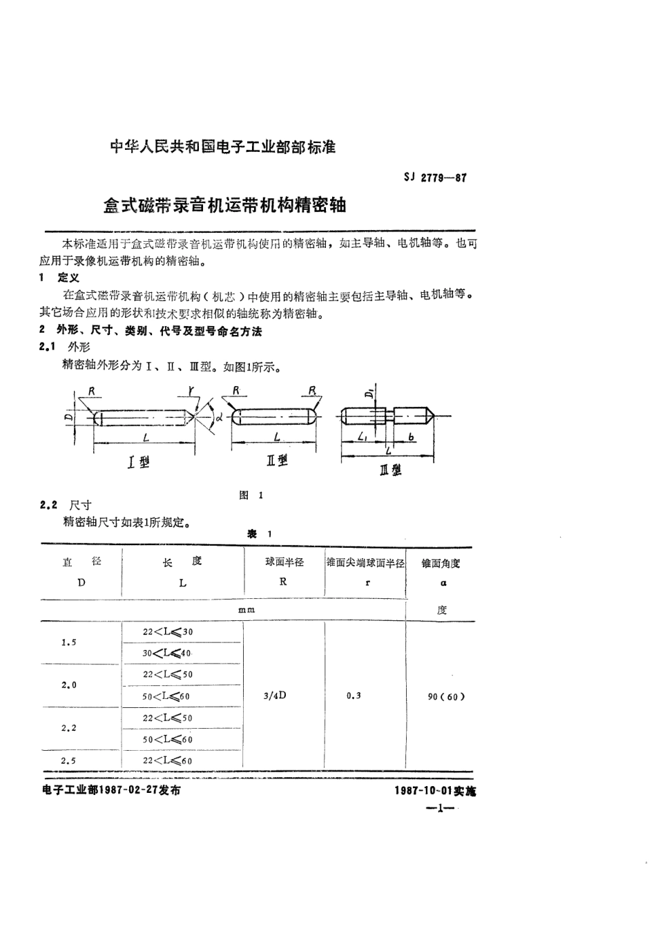 SJ 2779-1987 盒式磁带录音机运带机构精密轴.pdf_第2页