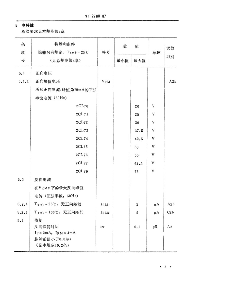 SJ 2760-1987 2CL70~77及2CL79型塑料封装高压硅堆详细规范.pdf_第3页