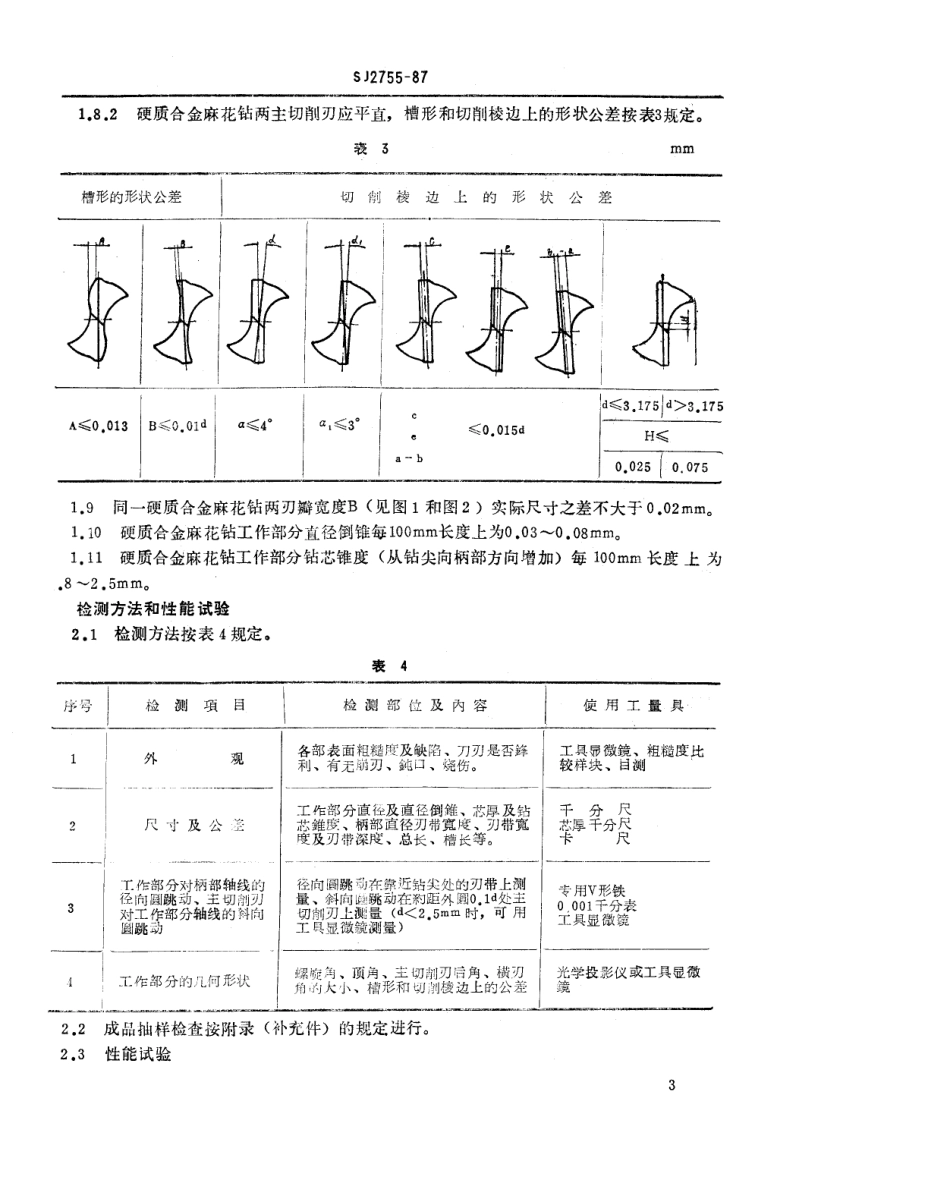 SJ 2755-1987 印制板用硬质合金麻花钻技术条件.pdf_第3页