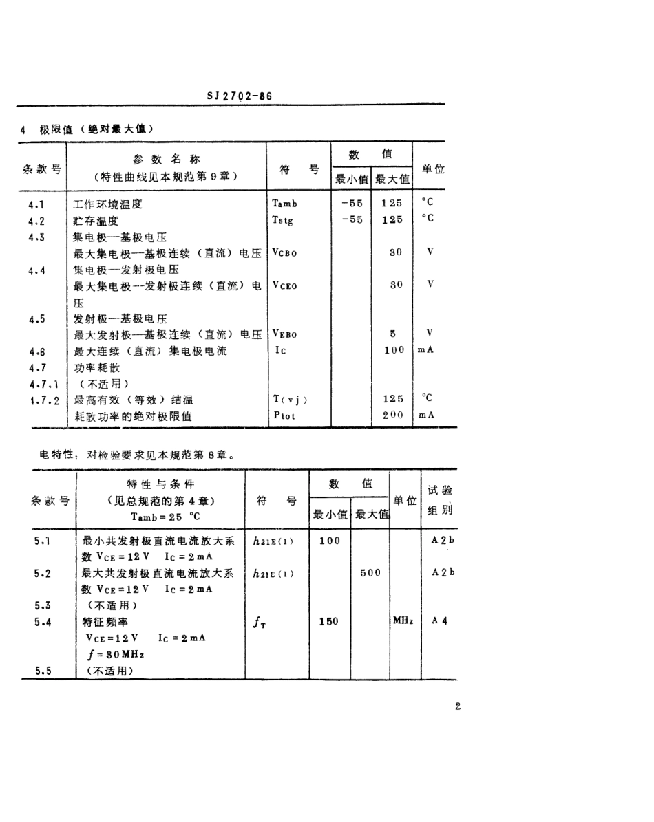 SJ 2702-1986 3DG458型NPN硅高频小功率晶体管详细规范.pdf_第2页