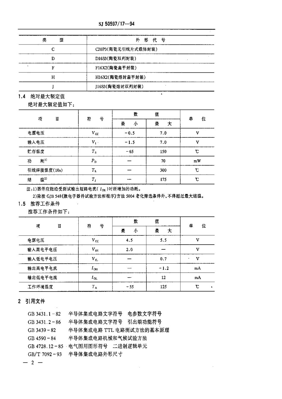 SJ 50597.17-1994 半导体集成电路 JT54LS28、JT54LS37、JT54LS38、JT54LS40型LS-TTL缓冲器详细规范.pdf_第3页