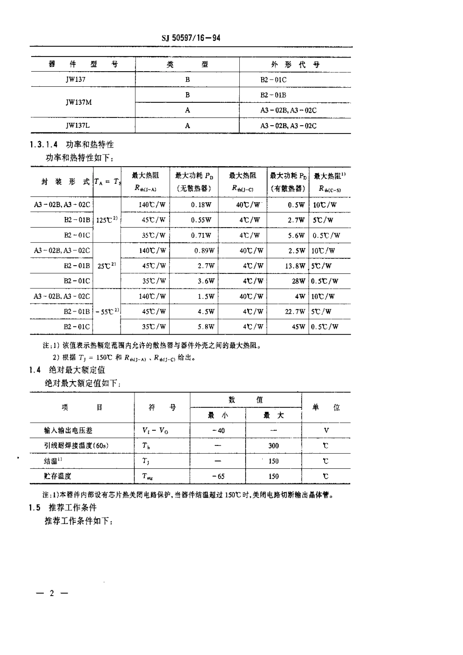 SJ 50597.16-1994 半导体集成电路 JW137、JW137M、JW137L型三端可调负输出电压调整器详细规范.pdf_第3页