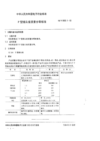 【电子行业军用标准】SJT 9555.1-1993 P型插头座质量分等标准.pdf