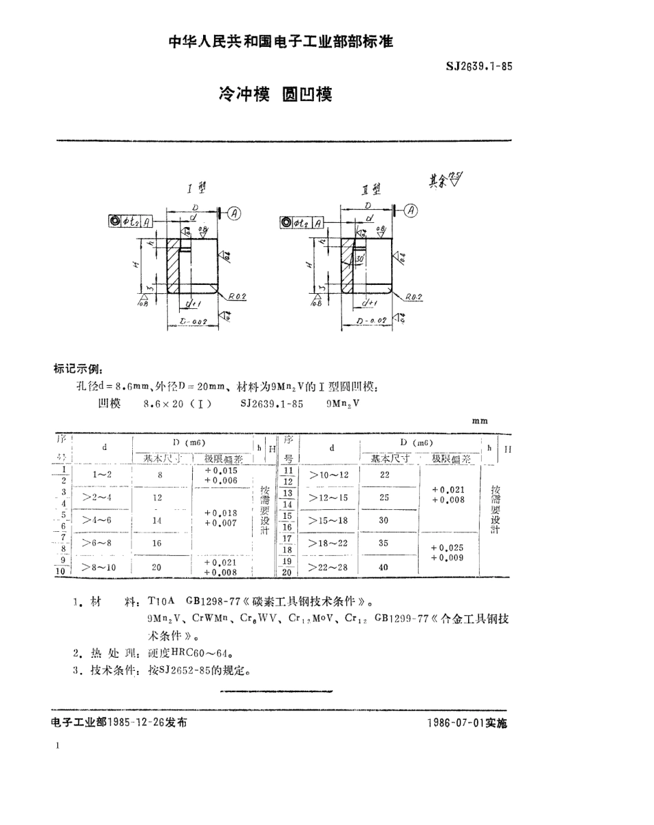 SJ 2639.1-1985 冷冲模 圆凹模.pdf_第1页