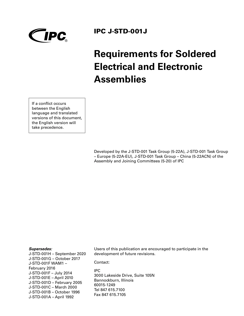 IPC-J-STD-001J_EN 2024 TOC Requirements for Soldered Electrical and Electronic Assemblies(1).pdf_第1页