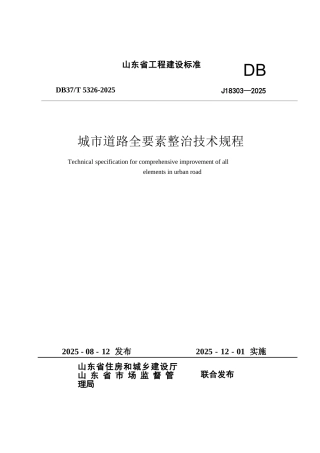 DB37∕T 5326-2025 城市道路全要素整治技术规程.docx