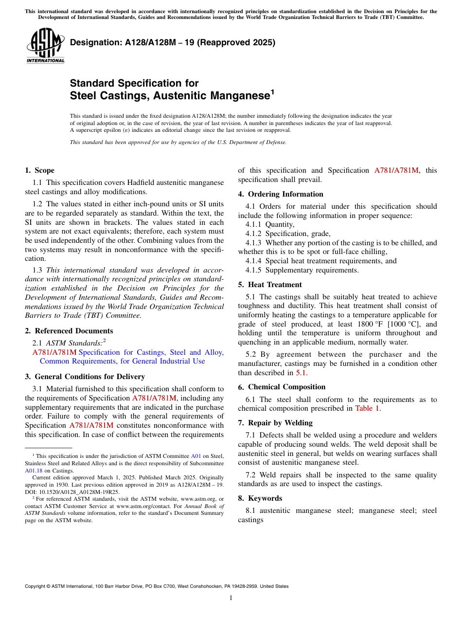ASTM A128 - A 128M - 19 (2025).pdf_第1页
