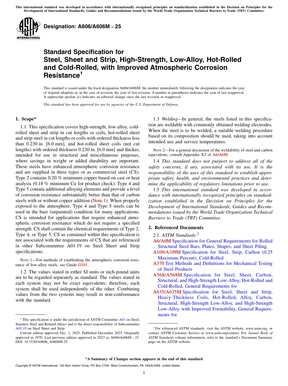 ASTM A606 - A 606M - 25.pdf_第1页