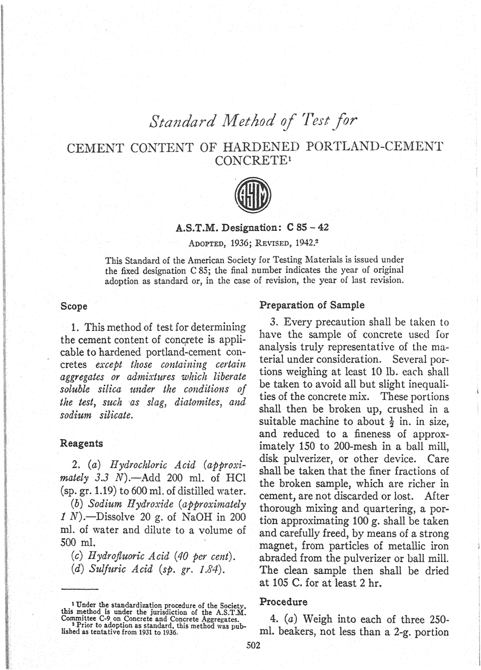 ASTM C85 - 42 scan.pdf_第1页