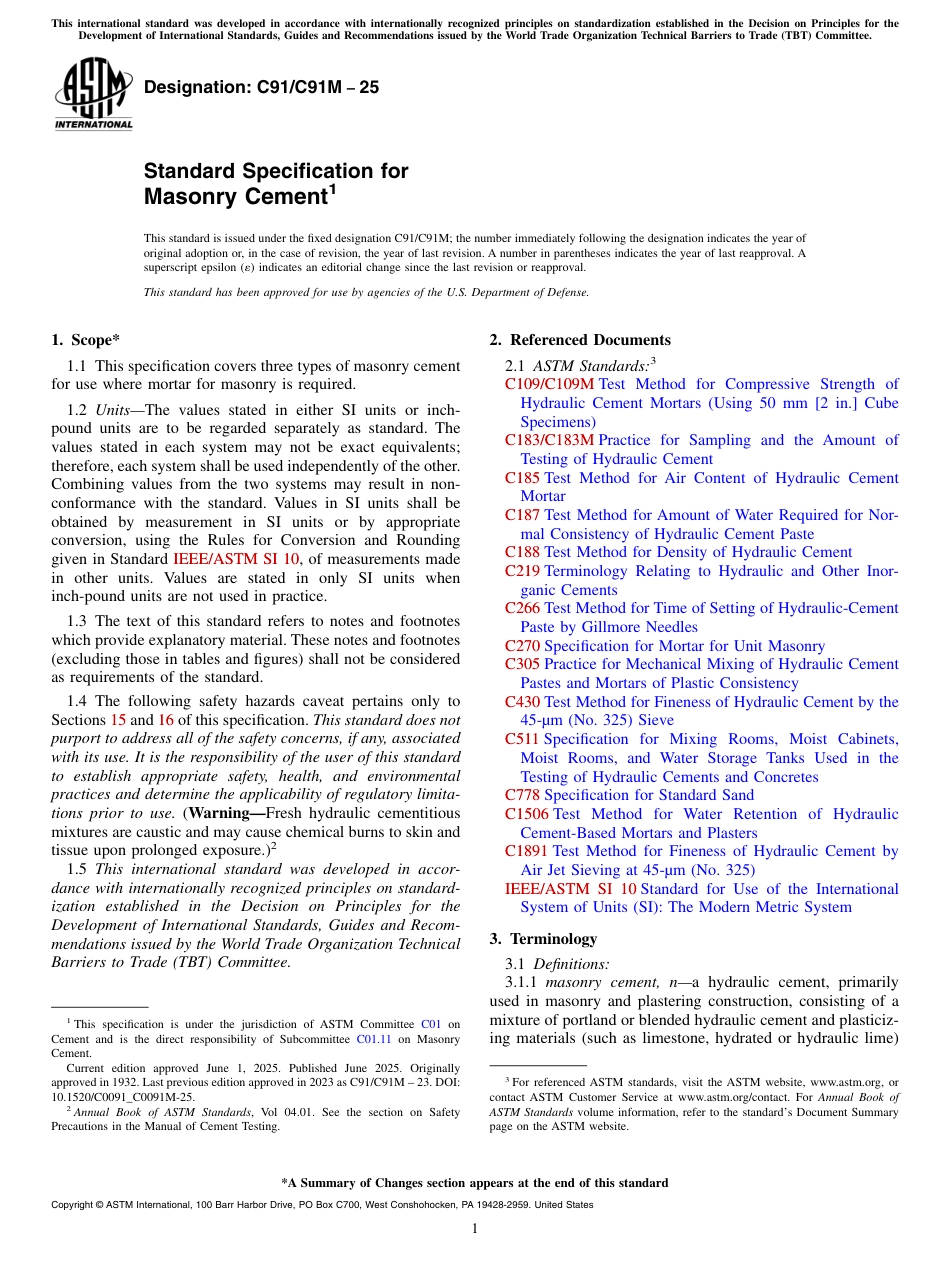 ASTM C91 - C 91M - 25.pdf_第1页