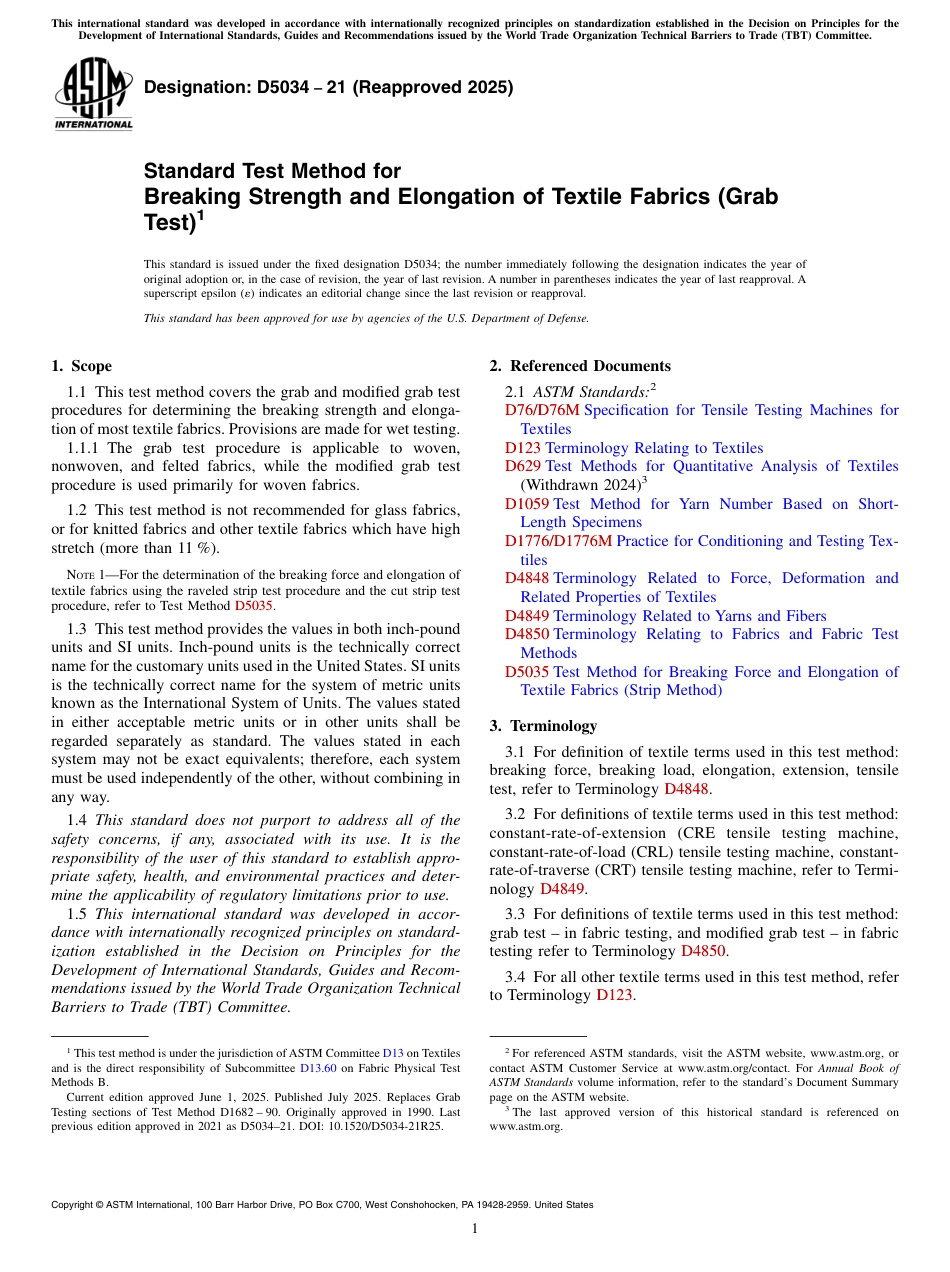 ASTM D5034 - 21 (2025).pdf_第1页