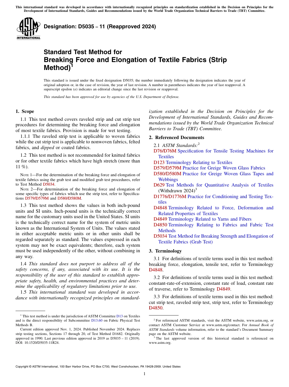 ASTM D5035 - 11 (2024).pdf_第1页