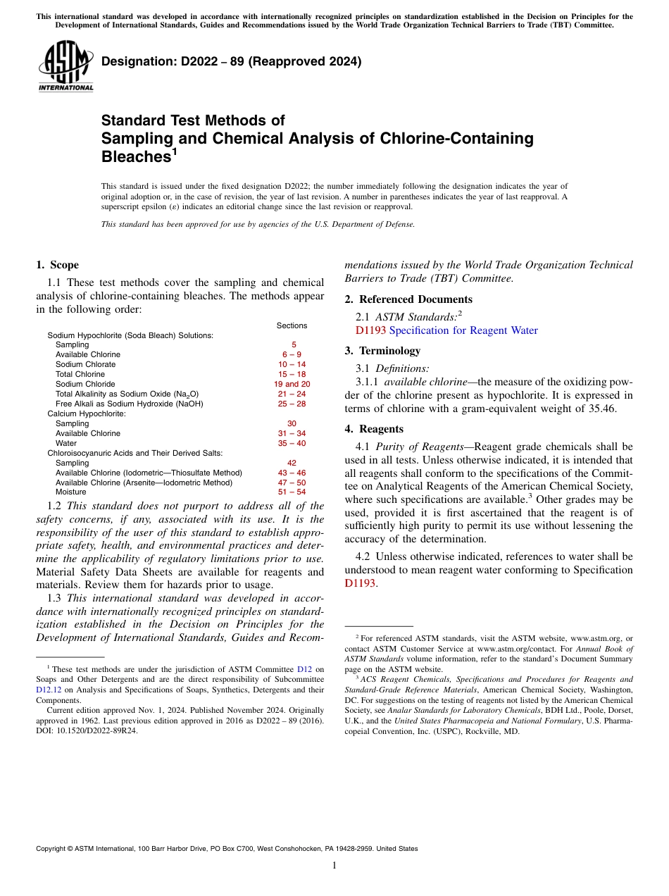 ASTM D2022 - 89 (2024).pdf_第1页